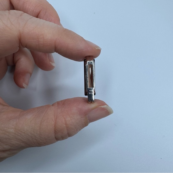 Brown Crystal Sterling Silver Pendant Smoky Glass Emerald Cut Accent Stones 925 - Picture 4 of 13